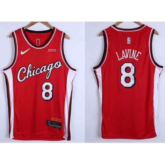 Men Chicago Bulls 8 Zach LaVine 75th Anniversary Red Edition Swingman Stitched Basketball Jersey
